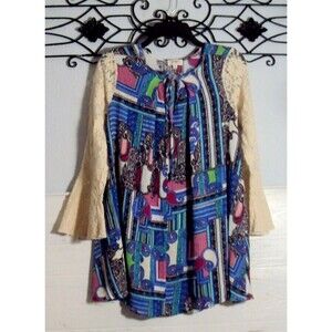 UMGEE Women's Tunic Top Size S Long Sleeve Multicolored Round Neck